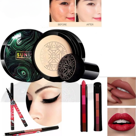 3 In 1 Makeup Deal Sunisa Foundation Base 20g Waterproof Mushroom Head Air Cushion Bb Cream Nude Liquid Foundations +yanqina 36h Liner + 5 In 1 Lipstick Pen (random Shades)