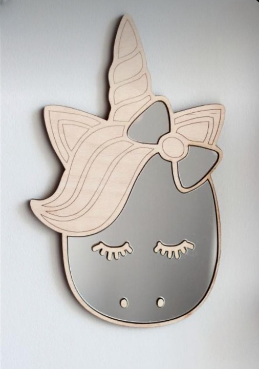 Unicorn Shaped Acrylic Mirror – Kids Room Decoration